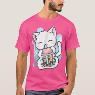Cat Boba Tea Bubble Tea Anime Kawaii Neko595 T-shirt