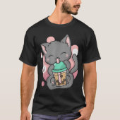 Cat Boba Tea Bubble Tea Anime Kawaii Neko_10 T-shirt (Voorkant)