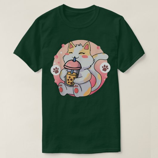 Cat Boba Tea Bubble Tea Anime Kawaii Neko 566 T-shirt (Design voorkant)