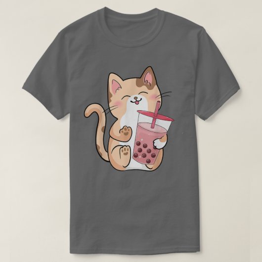 Cat Boba Tea Bubble Tea Anime Kawaii Neko 572 T-shirt (Design voorkant)