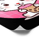 Cat Boba Tea Bubble Tea Anime Kawaii Neko Gift Gir Poster (Hoek)