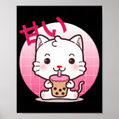 Cat Boba Tea Bubble Tea Anime Kawaii Neko Gift Gir Poster (Voorkant)