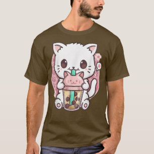 Cat Boba Tea Bubble Tea Anime Kawaii Neko Gift Gir T-shirt