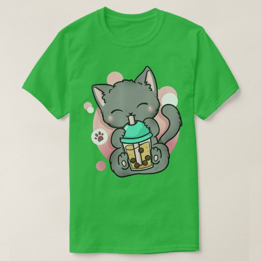 Cat Boba Tea Bubble Tea Anime Kawaii Neko Gift Gir T-shirt (Design voorkant)