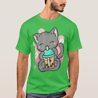 Cat Boba Tea Bubble Tea Anime Kawaii Neko Gift Gir T-shirt