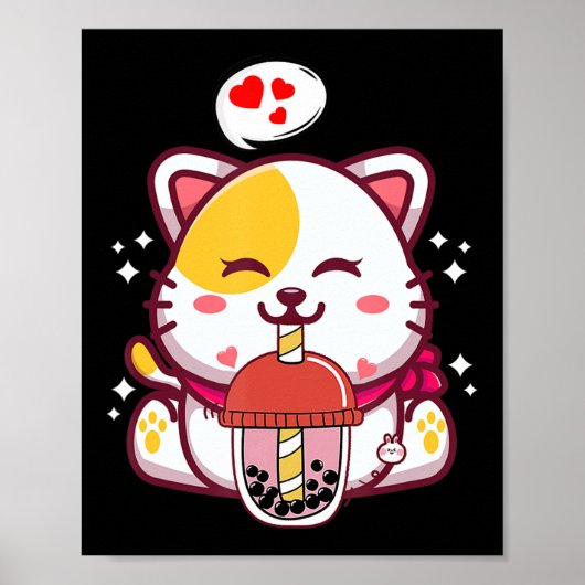 Cat Boba Tea Bubble Tea Anime Kawaii Neko Gifts Gi Poster (Voorkant)