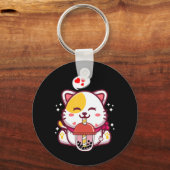 Cat Boba Tea Bubble Tea Anime Kawaii Neko Gifts Gi Sleutelhanger (Voorkant)
