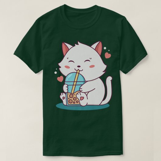 Cat Boba Tea Bubble Tea Anime Kawaii Neko Japans T-shirt (Design voorkant)