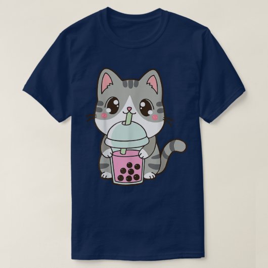 Cat Boba Tea Bubble Tea Anime Kawaii Neko Japans T-shirt (Design voorkant)