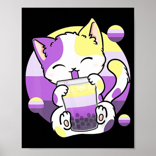 Cat Boba Tea Bubble Tea Anime Kawaii Neko Kinder G Poster (Voorkant)