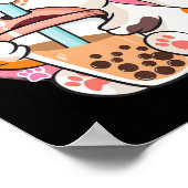 Cat Boba Tea Bubble Tea Anime Kawaii Neko Kinder T Poster (Hoek)