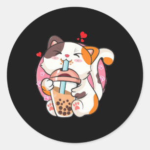 Cat Boba Tea Bubble Tea Anime Kawaii Neko Kinder T Ronde Sticker