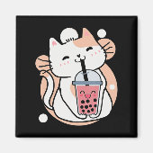 Cat Boba Tea Bubble Tea Anime Kawaii Neko Milktea Magneet (Voorkant)