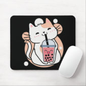 Cat Boba Tea Bubble Tea Anime Kawaii Neko Milktea Muismat (Met muis)