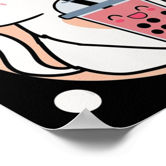 Cat Boba Tea Bubble Tea Anime Kawaii Neko Milktea Poster (Hoek)