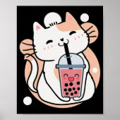 Cat Boba Tea Bubble Tea Anime Kawaii Neko Milktea Poster (Voorkant)