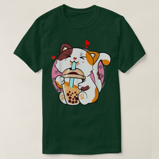Cat Boba Tea Bubble Tea Anime Kawaii Neko Milktea T-shirt (Design voorkant)