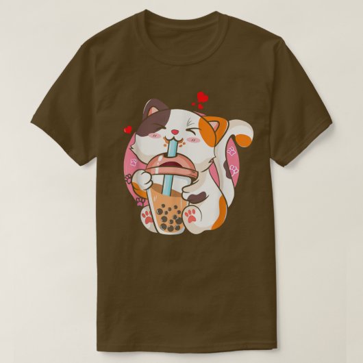 Cat Boba Tea Bubble Tea Anime Kawaii Neko Milktea T-shirt (Design voorkant)