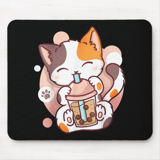 Cat Boba Tea Bubble Tea Anime Kawaii Neko Muismat (Voorkant)