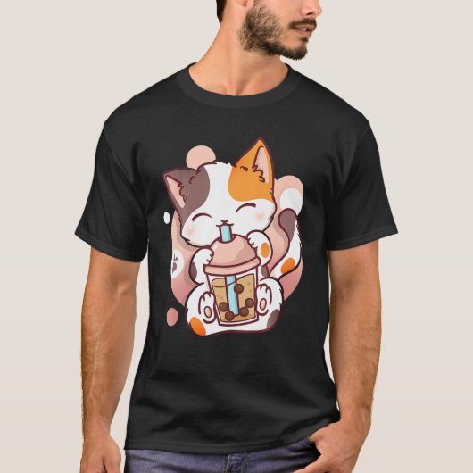 Cat Boba Tea Bubble Tea Anime Kawaii Neko Otaku Gi T-shirt (Voorkant)