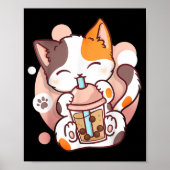 Cat Boba Tea Bubble Tea Anime Kawaii Neko Poster (Voorkant)