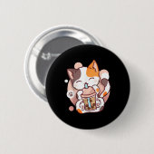 Cat Boba Tea Bubble Tea Anime Kawaii Neko Ronde Button 5,7 Cm (Voorkant /achterkant)