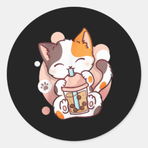 Cat Boba Tea Bubble Tea Anime Kawaii Neko Ronde Sticker
