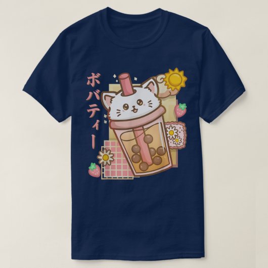 Cat Boba Tea Bubble Tea Anime Kawaii Neko Shirt Ca (Design voorkant)