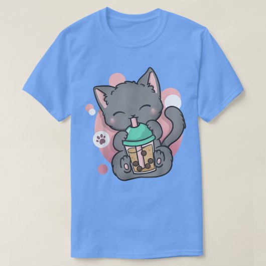 Cat Boba Tea Bubble Tea Anime Kawaii Neko T-shirt (Design voorkant)