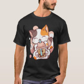Cat Boba Tea Bubble Tea Anime Kawaii Neko T-shirt (Voorkant)