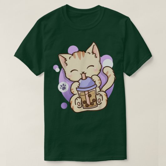 Cat Boba Tea Bubble Tea Anime Kawaii Neko T-shirt (Design voorkant)