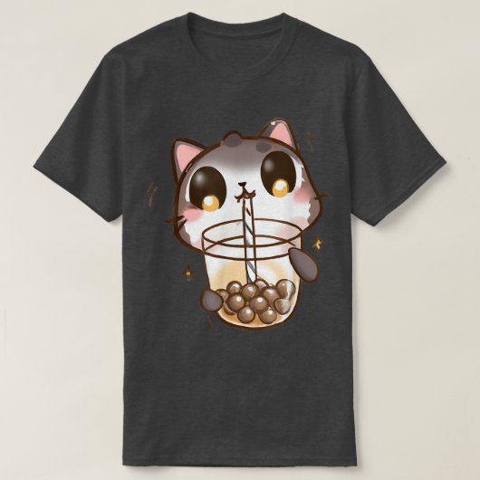 Cat Boba Tea Bubble Tea Anime Kawaii Neko T-shirt (Design voorkant)