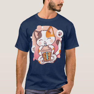 Cat Boba Tea Bubble Tea Anime Kawaii Neko T-shirt