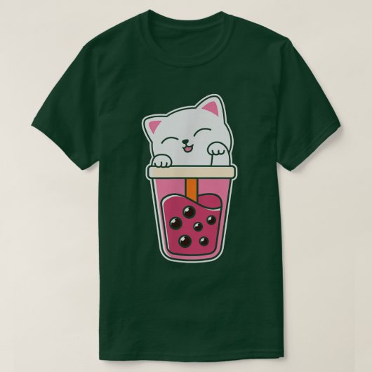 Cat Boba Tea Bubble Tea Anime Kawaii Neko T-shirt (Design voorkant)