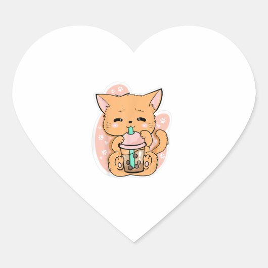 Cat Boba Tea Bubble Tea Anime Kawaii Neko van Scha Hart Sticker (Voorkant)