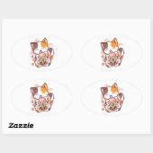 Cat Boba Tea Bubble Tea Anime Kawaii Neko voor mei Ovale Sticker (Vel)