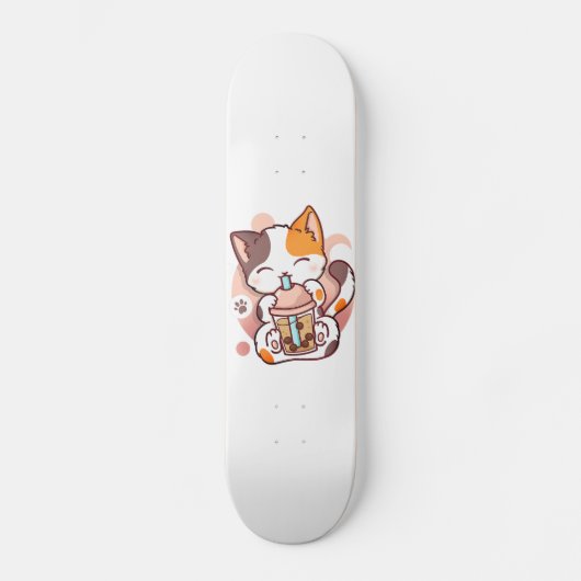 Cat Boba Tea Bubble Tea Anime Kawaii Neko voor mei Persoonlijk Skateboard (Voorkant)