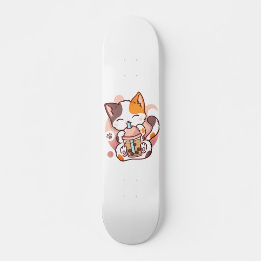 Cat Boba Tea Bubble Tea Anime Kawaii Neko voor mei Persoonlijk Skateboard (Voorkant)