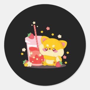 Cat Boba Tea Bubble Tea Anime Kawaii Neko voor mei Ronde Sticker