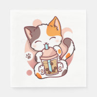 Cat Boba Tea Bubble Tea Anime Kawaii Neko voor mei