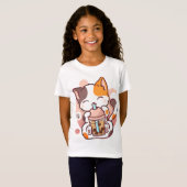 Cat Boba Tea Bubble Tea Anime Kawaii Neko voor mei T-shirt (Voorkant volledig)
