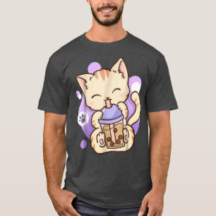 Cat Boba Tea Bubble Tea Anime Kawaii Neko voor mei T-shirt