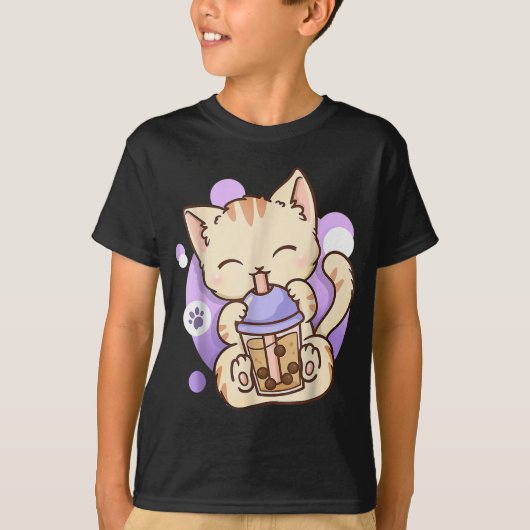 Cat Boba Tea Bubble Tea Anime Kawaii Neko voor mei T-shirt (Voorkant)