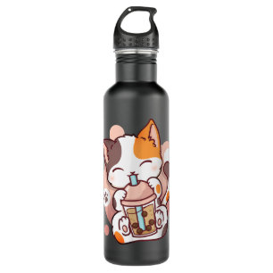 Cat Boba Tea Bubble Tea Anime Kawaii Neko Waterfles