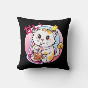 Cat Boba Tea Bubble Tea Cat Lover Anime Kawaii Nek Kussen