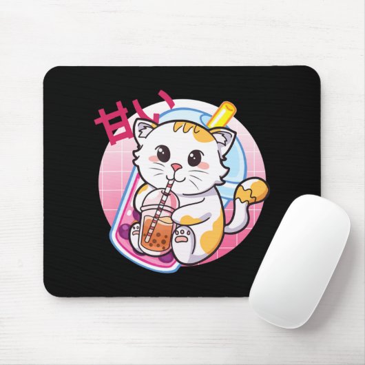 Cat Boba Tea Bubble Tea Cat Lover Anime Kawaii Nek Muismat (Met muis)