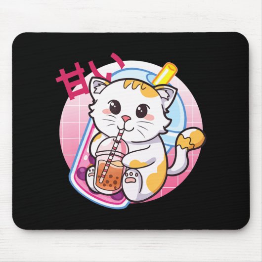 Cat Boba Tea Bubble Tea Cat Lover Anime Kawaii Nek Muismat (Voorkant)