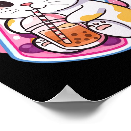 Cat Boba Tea Bubble Tea Cat Lover Anime Kawaii Nek Poster (Hoek)
