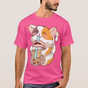 Cat Boba Tea Bubble Tea Kawaii Anime Japans meisje T-shirt