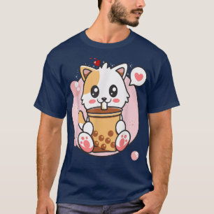 Cat Boba Tea Bubble Tea Kawaii Anime Japans meisje T-shirt